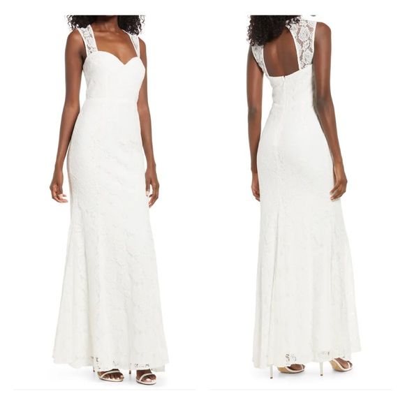 Lulu’s NWT Rosetta ivory white lace sweetheart mermaid cut gown or simple weddin - Picture 2 of 15